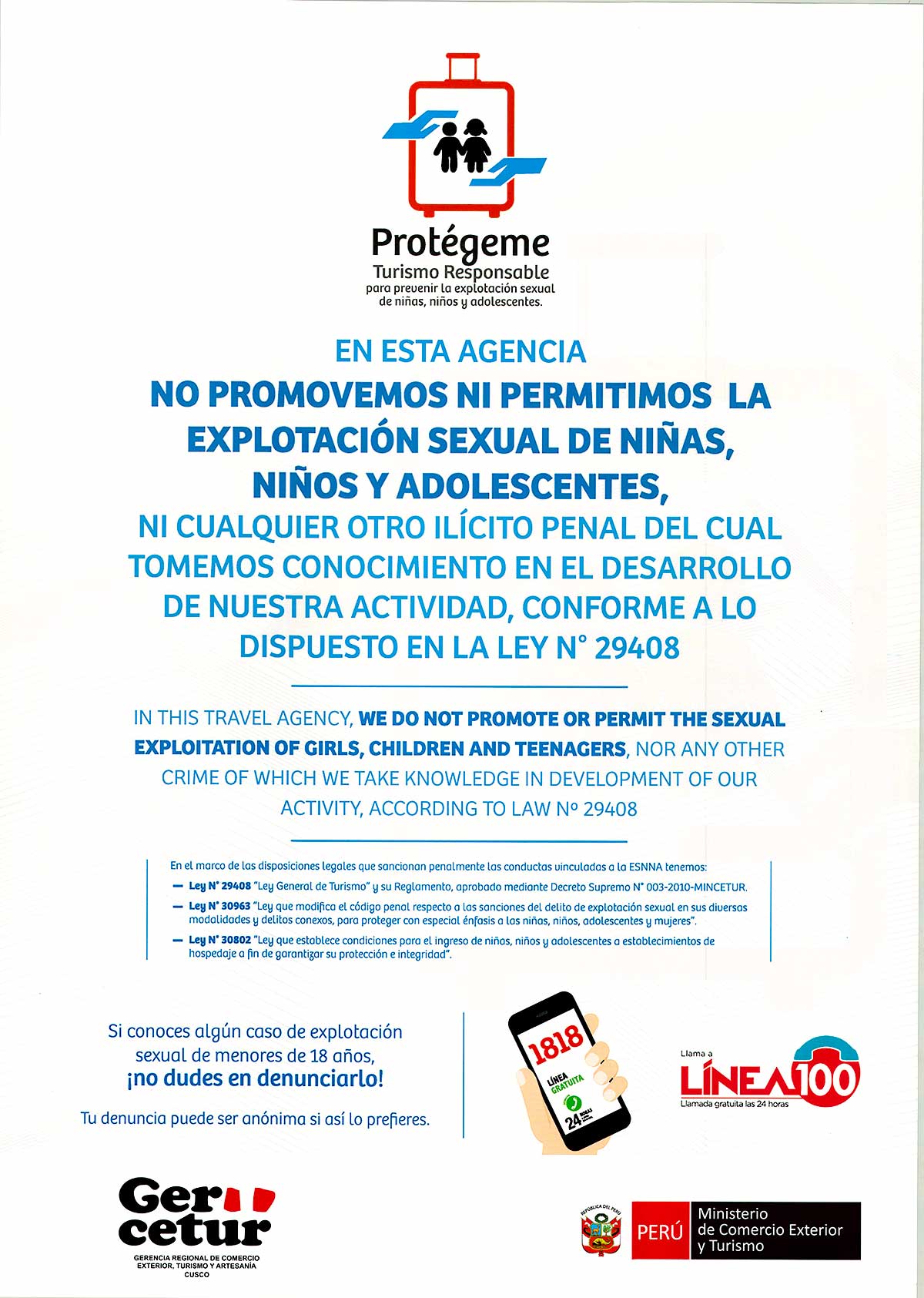 Protégeme - Turismo Responsable, prevención de la explotación sexual de niños, niñas y adolescentes